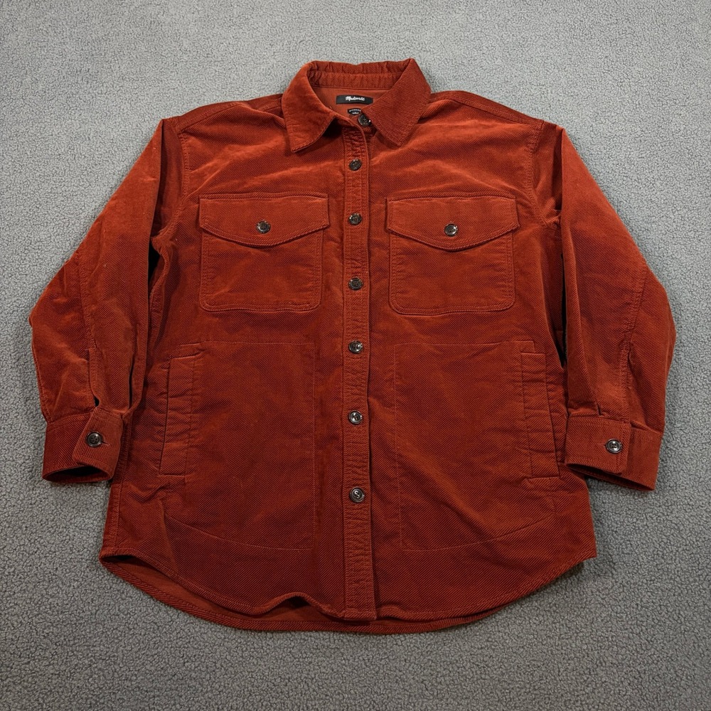 Madewell Shirt Jacket Womens Small Rust Corduroy NM649 Oversized Utility Shacket